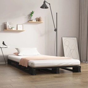 fekete tömör fenyőfa raklapágy 75 x 190 cm (Small Single)