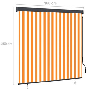 fehér és narancssárga kültéri roló 160 x 250 cm