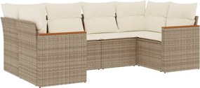 vidaXL 6 részes bézs polyrattan kerti ülőgarnitúra párnával