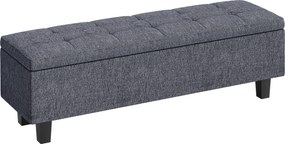 HOMCOM Tároló Pad, Párnázott Pad Vászon Hatással, Fából készült Lábakkal, Modern Ágyvég Pad Előszobába, Hálószobába, Nappaliba, 138 x 40 x 45 cm, Söté