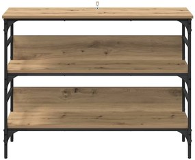 Konzolasztal polcokkal kézműves tölgy 100 x 32 x 75 cm Faanyag