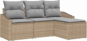 vidaXL Kanapé Szett párnával 4 pcs Bézs polirattan