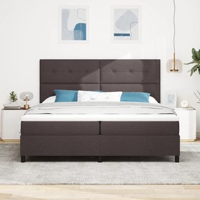 Rugós Ágy Matraccal és LED Fénnyel - Sötétbarna, 200 x 200 cm Szövet