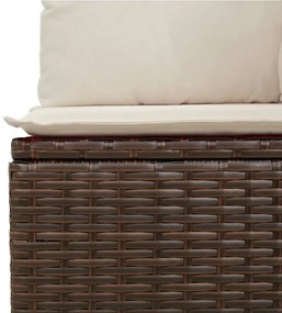 3 személyes barna polyrattan kerti kanapé párnával