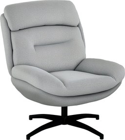 HOMCOM Forgószék Széles Üléssel, Beépített Karfával, Kárpitozott Relaxfotel Víztaszító Chenille Hatással, Acél Lábbal, Nappalihoz, Szürke | Aosom