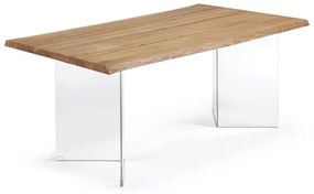 Natúr színű étkezőasztal tölgyfa dekoros asztallappal 90x160 cm Lotty – Kave Home