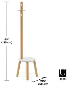 Fehér-natúr színű kaucsukfa fogas Pillar – Umbra