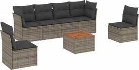 vidaXL 7 részes szürke polyrattan kerti ülőgarnitúra párnákkal