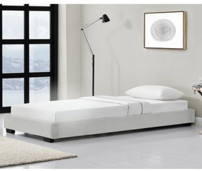[corium] Kárpitozott ágy műbőr ágy ágykeret ágyráccsal 90x200 cm fehér