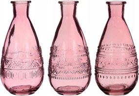 Üveg váza gyertyatartó 15,8 cm üveg rózsaszín