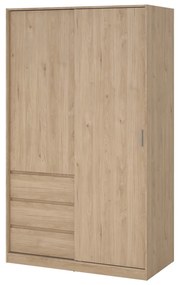 Natúr színű ruhásszekrény tolóajtóval tölgyfa dekorral 119x200x60 cm Naia – Tvilum