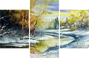 Egy téli folyó képe, olajfestmény (90x60 cm)