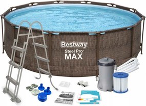 Bestway MYKONOS LUX rattan hatású fémvázas medence szett 366 x 100 cm