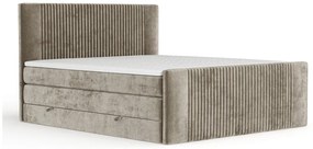 Világosbarna ágyneműtartós boxspring ágy 160x200 cm Bergamo – Maison de Rêve