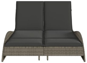 szürke polyrattan napozóágy párnákkal 114x205x73 cm