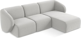 Világosszürke bársony sarokkanapé (jobb oldali-heverő résszel) Lani – Makamii