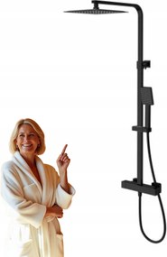 Cersanit City Zuhanyoszlop Fekete termosztatikus csapteleppel