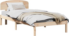 vidaXL Ágykeret fejtámlával Természetes 90 x 200 cm Tömör fenyőfa