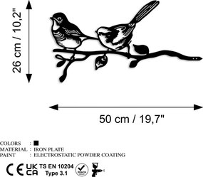 Bird fém kerti dísztárgy, fekete, 50×26 cm
