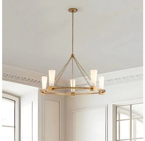 Elstead KRISTY5-DG-OPAL - KRISTY rúdon függő csillár 5xE27/40W/230V rézszínű