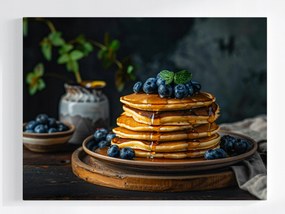 Vászonkép Canvas Kulinária Étel Palacsinta Pancake Áfonya 100x75