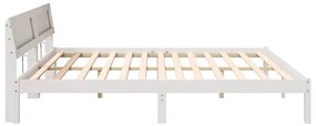 Ágykeret LED -es lámpákkal Fehér 200 x 200 cm Tömör fenyőfa