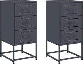 vidaXL 2 db antracitszürke acél éjjeliszekrény 36 x 39 x 78 cm