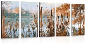 5-részes kép tó az őszi természetben