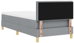 Box Spring ágy matraccal és LED világítással, világosszürke, 100x200 cm, szövet