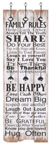 vidaXL falra szerelhető fogas 6 akasztóval 120 x 40 cm „FAMILY RULES”