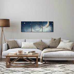 Kép - Hold csillagokkal (órával) (90x30 cm)
