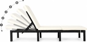 Furnigo Marbella kerti napozóágy fekete - bézs párna