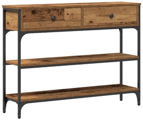 Konzol Asztal Régi Fa 100x25x75 cm Mérnöki Fa és Acél