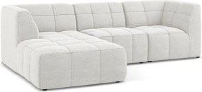 Fehér buklé sarokkanapé (bal oldali-heverő résszel) Aloha – Makamii