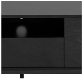 Fekete TV-állvány kőrisfa dekorral 140x45 cm Seaford – Actona