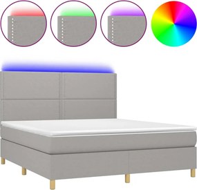 vidaXL világosszürke szövet rugós és LED-es ágy matraccal 160x200 cm