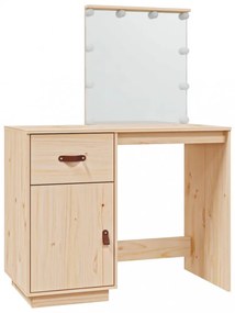 tömör fenyőfa fésülködőasztal LED-del 95 x 50 x 133,5 cm