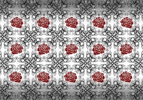 Fotótapéta flizelina Rózsa piros fekete-fehér dísz minta 200x140 +ragasztó
