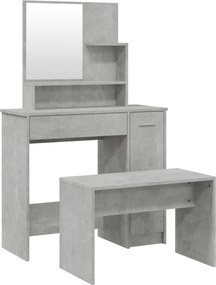 vidaXL betonszürke színű fésülködőasztal-szett 86,5 x 35 x 136 cm