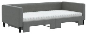 sötétszürke kihúzható szövet heverő matracokkal 100 x 200 cm