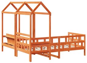 viaszbarna tömör fenyőfa kanapéágyszett tetővel 80 x 200 cm