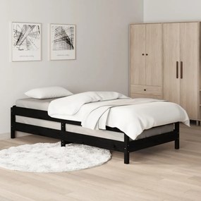 fekete tömör fenyőfa egymásra rakható ágy 75x190 cm