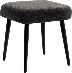 HOMCOM Puff Ülőke Négyzetes Smink Puff Sötétszürke Cashmere Hatással, Acél Lábakkal, 42 x 42 x 47 cm | Aosom