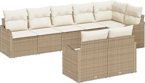 vidaXL Kerti Kanapé Szett tárolóval 8 pcs Beige és Fehér polirattan