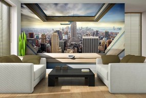 Fotótapéta - New York - panorámás kilátás az ablakból (152,5x104 cm)