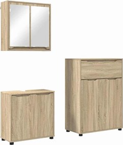 vidaXL Fürdőszoba bútor szett fiókkal 3 pcs Sonoma tölgy Faanyag