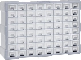 vidaXL többfiókos szervező 64 fiókkal 52 x 16 x 37,5 cm