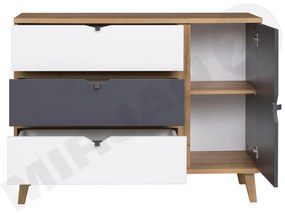 Komód Thalia TM09 K1D3SZ (arany tölgy + grafit + fehér) . 1058335