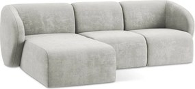 Világosszürke zsenília sarokkanapé (bal oldali-heverő résszel) Lani – Makamii