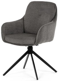 Scaun de sufragerie pivotant, mecanism rotativ la 180°, țesătură impermeabilă de culoarea trufei, structură metalică neagră
